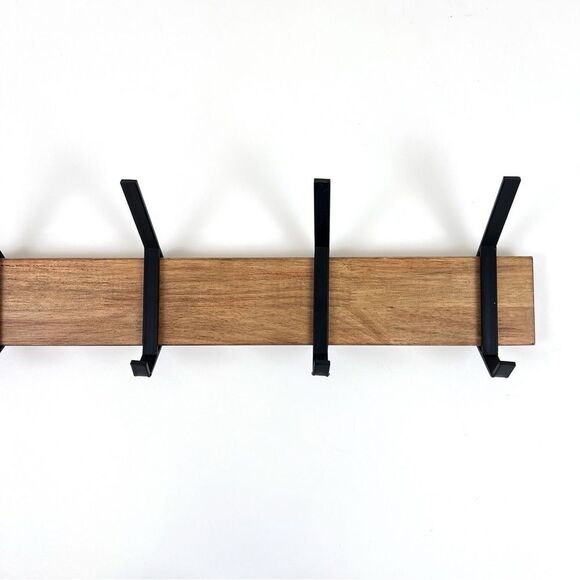Kate and Laurel Rossmore Farmhouse 5-Hook Wall Hanging Coat Rack Natural Rustic - Picture 3 of 10